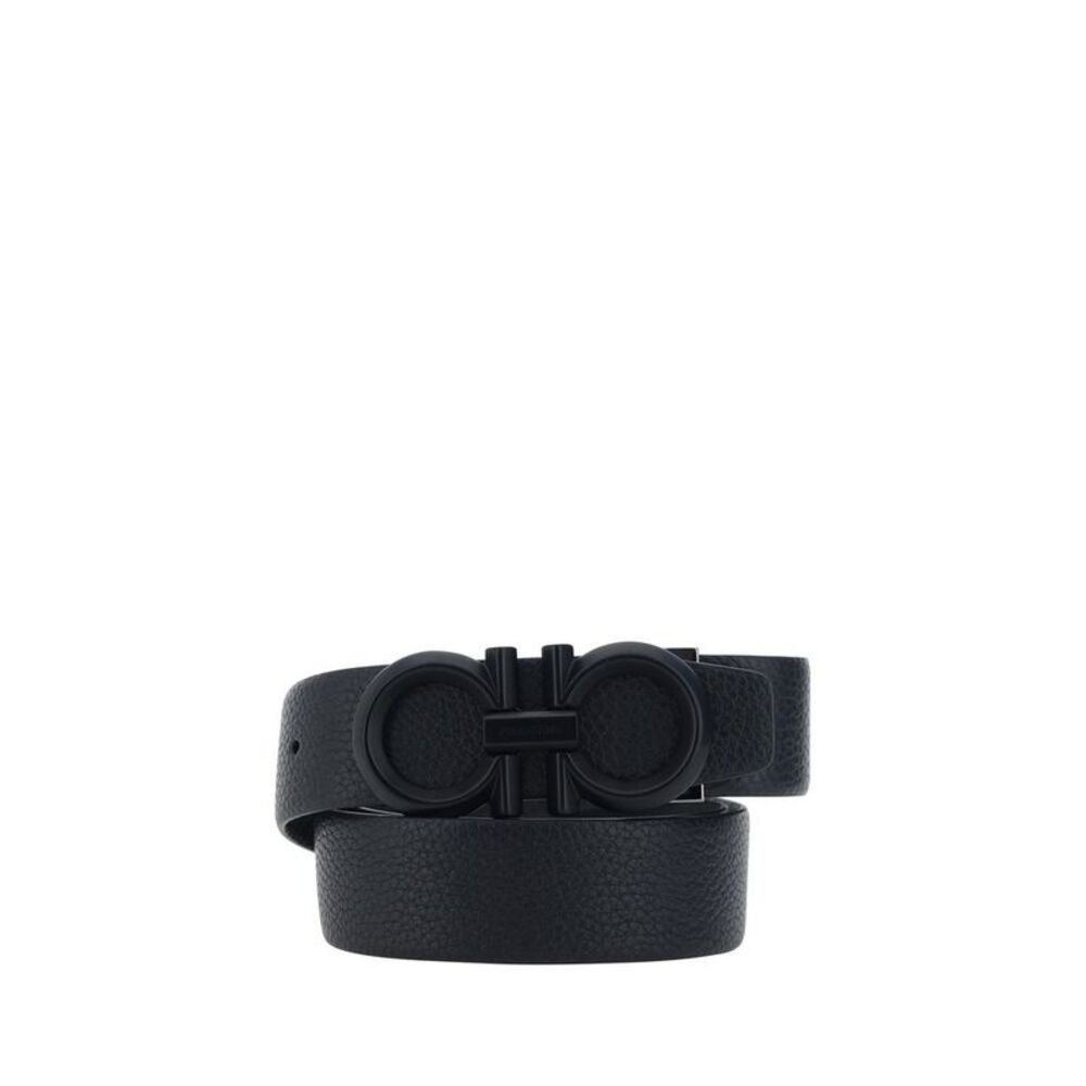 Ferragamo Black Calf Leather Bos Taurus Regular Men's Belt